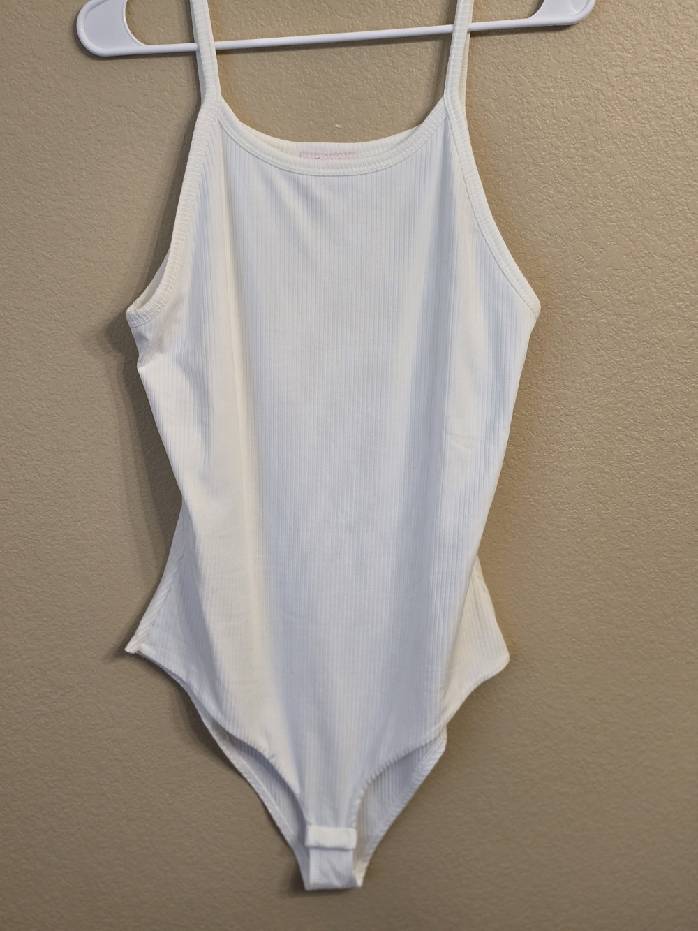 Pink Lily White Ribbed Womens One-Piece Bodysuit Size XL NWOT